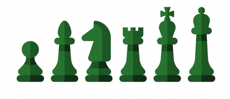 green chess pieces
